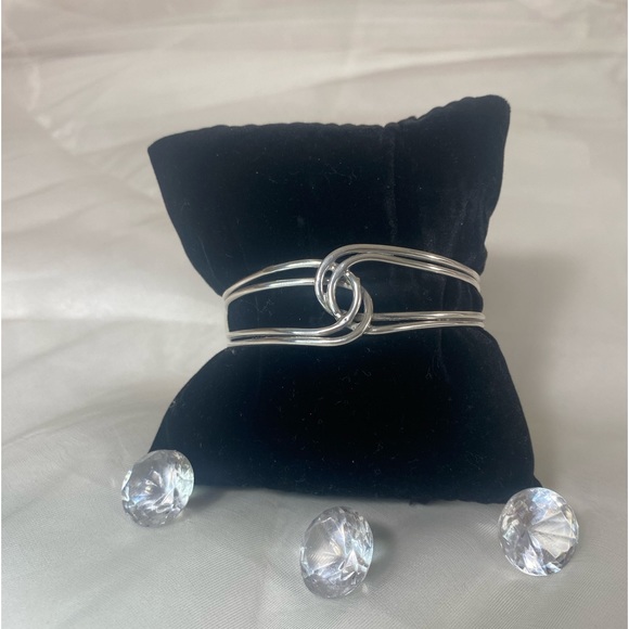 925 Sterling Silver intertwined cuff bracelet VINTAGE - Picture 3 of 10